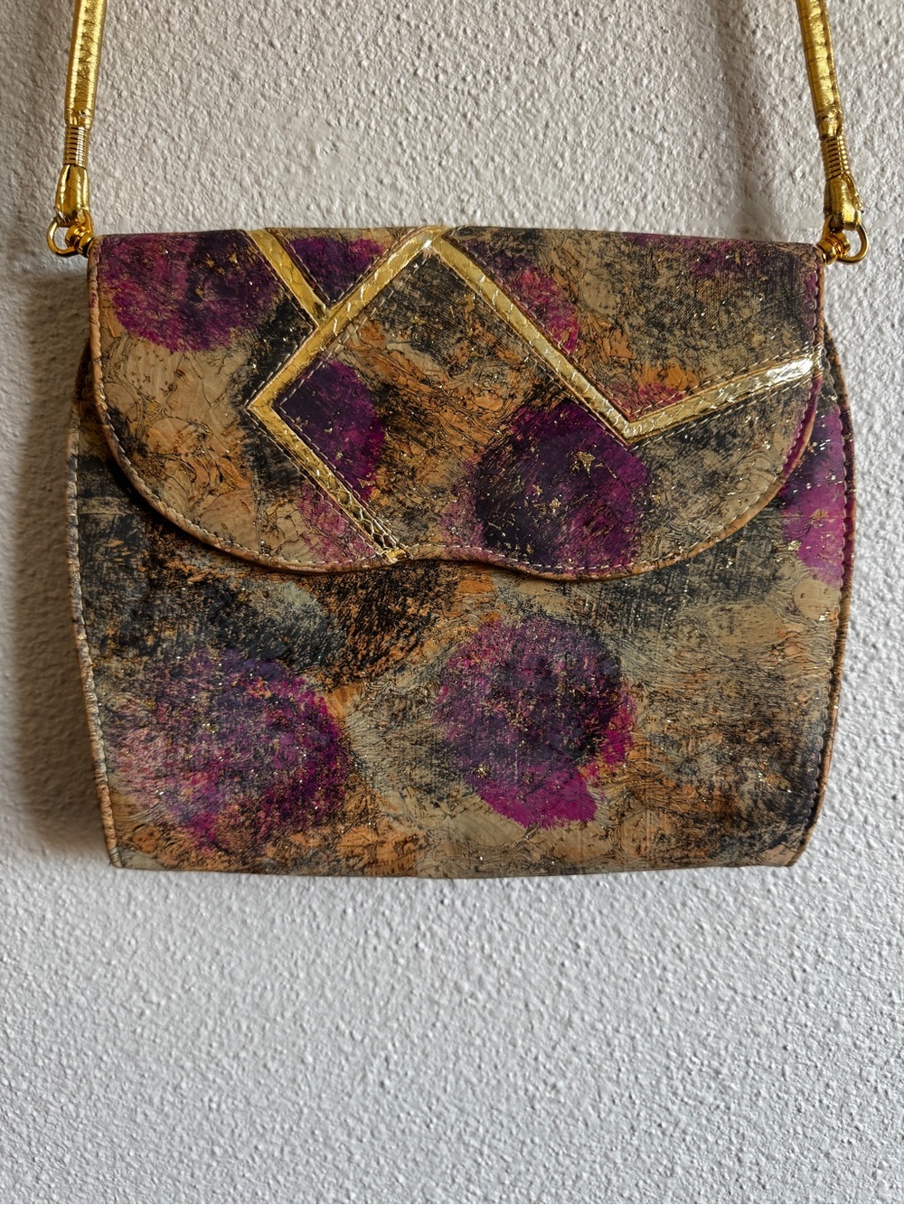 VTG J.Renee Purple and Gold Patterned Shoulder Bag